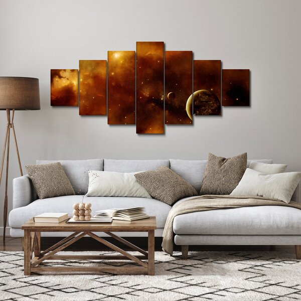 Obraz - Planety s mlhovinou (210x100 cm)