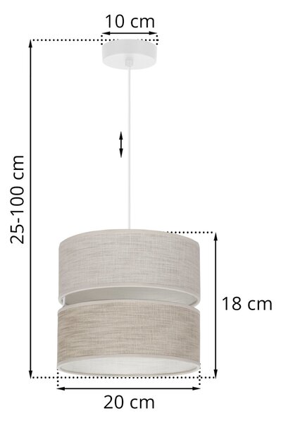 Závěsné svítidlo Jen, 1x béžové/světlobéžové textilní stínítko, (fi 20 cm), w