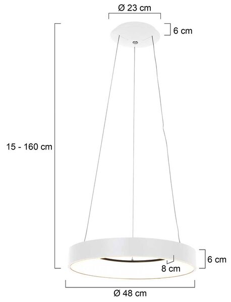 LED závěsné světlo Ringlede, Ø 48 cm bílá