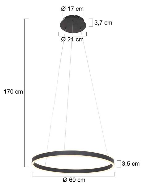 LED závěsné světlo Ringlux Ø 60cm 2 zdroje černá
