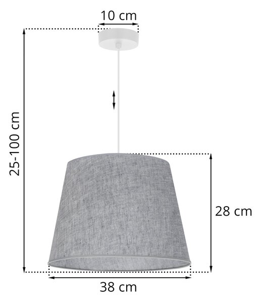 Závěsné svítidlo Jen, 1x šedé textilní stínítko, (fi 38 cm), w