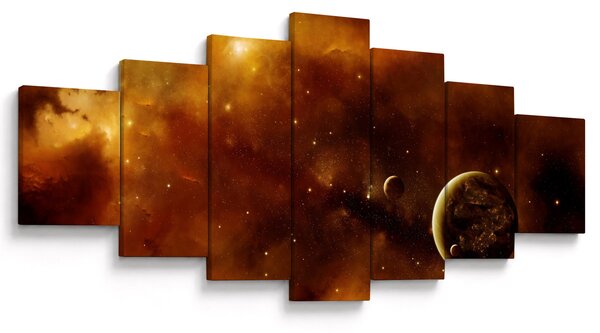 Obraz - Planety s mlhovinou (210x100 cm)