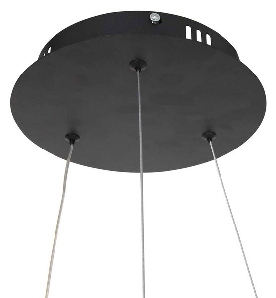 Steinhauer LED závěsné světlo Ringlux Ø 60cm 2 zdroje černá, stmívatelný, Černá, Obývací pokoj / jídelna, kov, Moderní