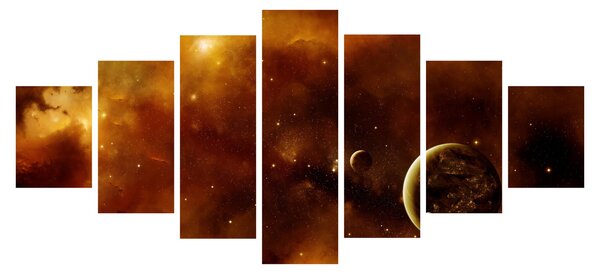 Obraz - Planety s mlhovinou (210x100 cm)