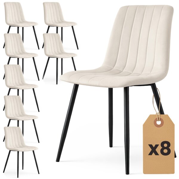 Set 8x prošívaná jídelní židle LINORIA - béžová / černá