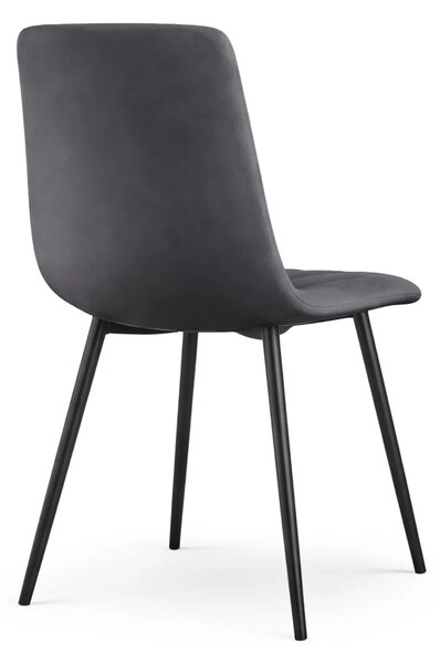 Set 8x prošívaná jídelní židle LINORIA - tmavý grafit / černá
