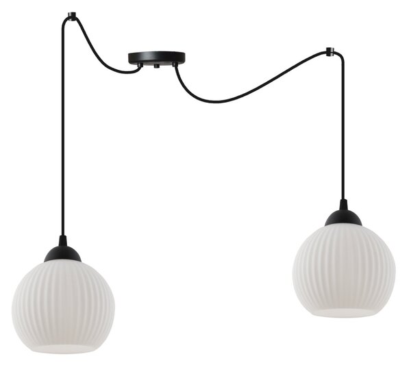 Závěsné svítidlo Riffle Round Spider, 2x bílé skleněné stínítko, b