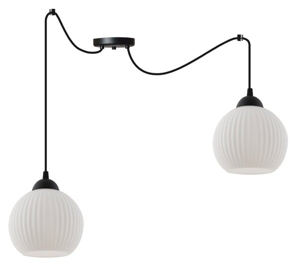 Závěsné svítidlo Riffle Round Spider, 2x bílé skleněné stínítko, b