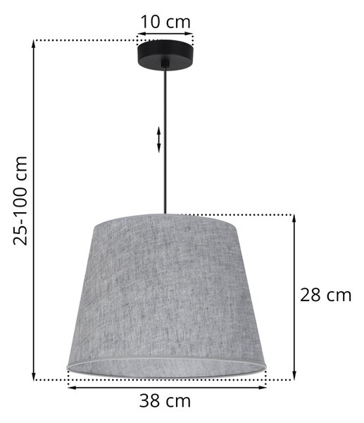 Závěsné svítidlo Jen, 1x šedé textilní stínítko, (fi 38 cm), b