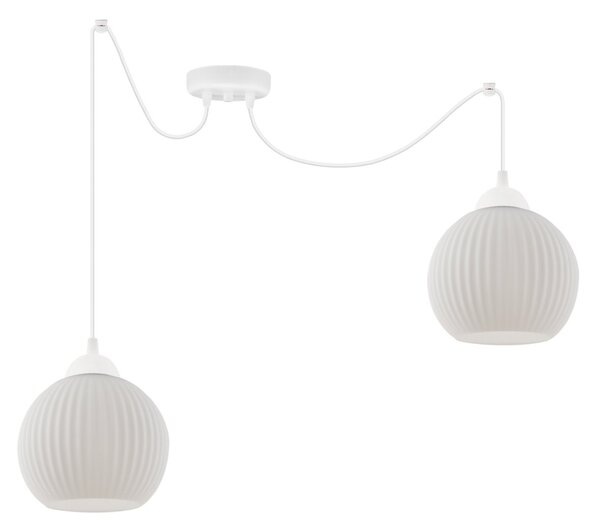 Závěsné svítidlo Riffle Round Spider, 2x bílé skleněné stínítko, w
