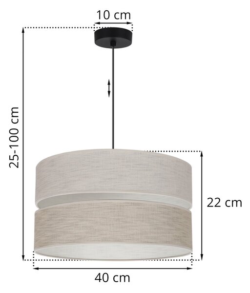 Závěsné svítidlo Jen, 1x béžové/světlobéžové textilní stínítko, (fi 40 cm), b