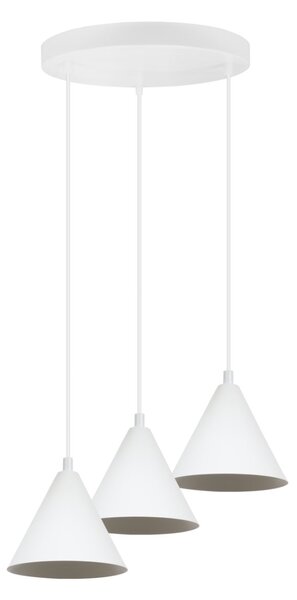 Závěsné svítidlo Soho, 3x bílé kovové stínítko, (fi 14cm)