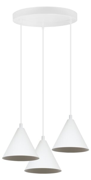 Závěsné svítidlo Soho, 3x bílé kovové stínítko, (fi 14cm)