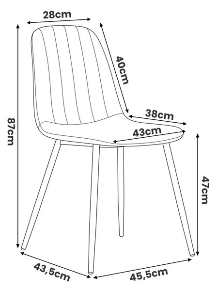 Set 8x prošívaná jídelní židle LIROLIA - černá / černá