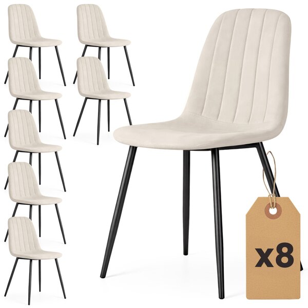 Set 8x prošívaná jídelní židle LIROLIA - béžová / černá