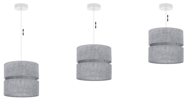 Závěsné svítidlo Jen, 1x šedé textilní stínítko, (fi 20 cm), w