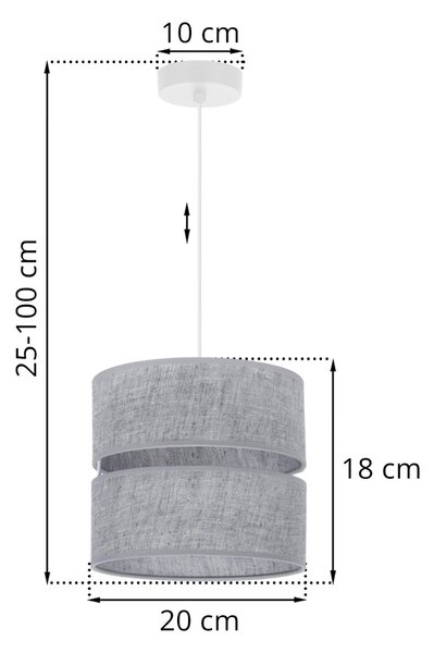 Závěsné svítidlo Jen, 1x šedé textilní stínítko, (fi 20 cm), w