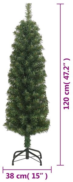 Úzký umělý vánoční stromek se stojanem zelený 120 cm PVC 328480