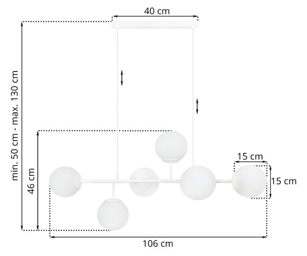 Závěsné svítidlo Florence 1, 6x bílé skleněné stínítko, W