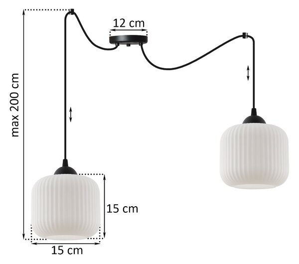 Závěsné svítidlo Riffle Spider, 2x bílé skleněné stínítko, b