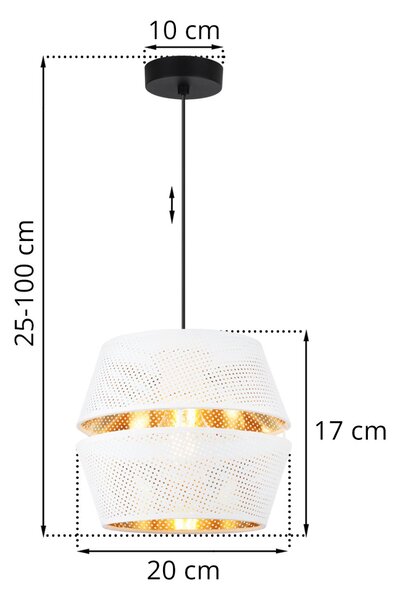 Závěsné svítidlo Asti, 1x bílé PVC stínítko, g, b
