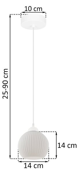 Závěsné svítidlo Riffle Round, 1x bílé skleněné stínítko, w