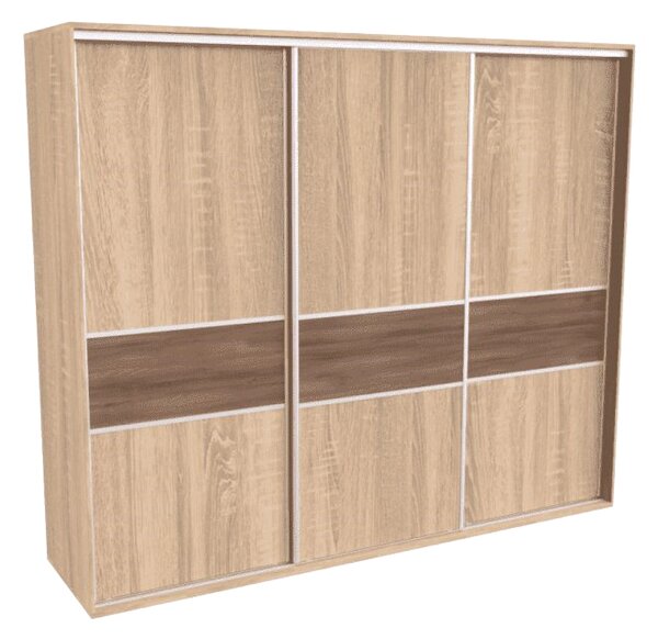 Šatní skříň FLEXI 3 s dělenými dveřmi LTD Dub sametový, Šířka: 240 cm, Výška: 220 cm