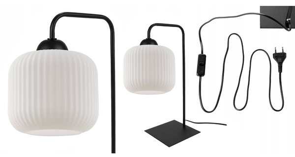 Stolní lampa Riffle, 1x bílé skleněné stínítko