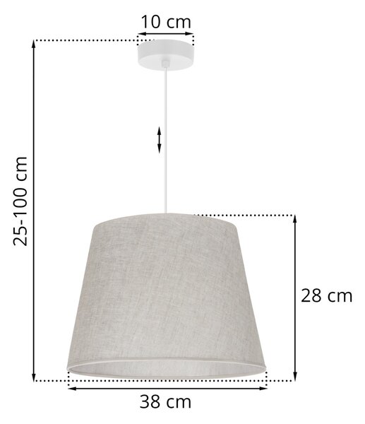 Závěsné svítidlo Len1, 1x světle béžové textilní stínítko, (fi 38 cm), w