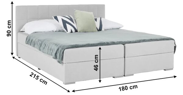 KONDELA Boxspringová postel 180x200, světle šedá, FERATA KOMFORT
