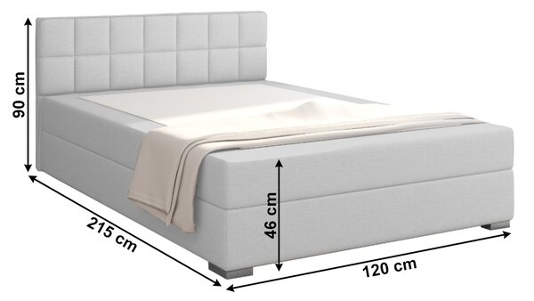 KONDELA Boxspringová postel 120x200, světle šedá, FERATA KOMFORT