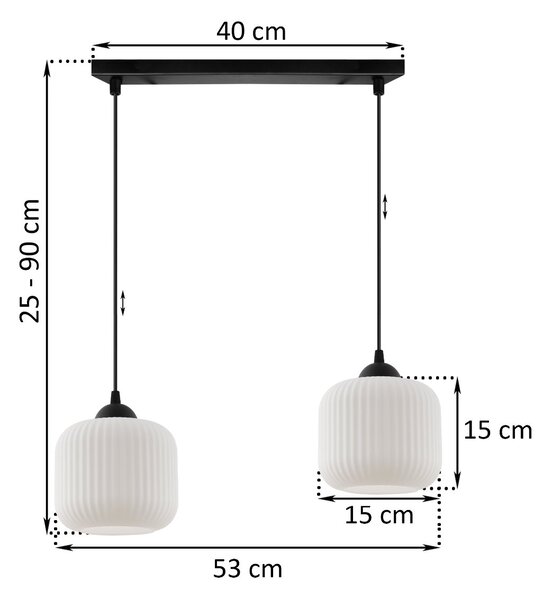 Závěsné svítidlo Riffle, 2x bílé skleněné stínítko, b