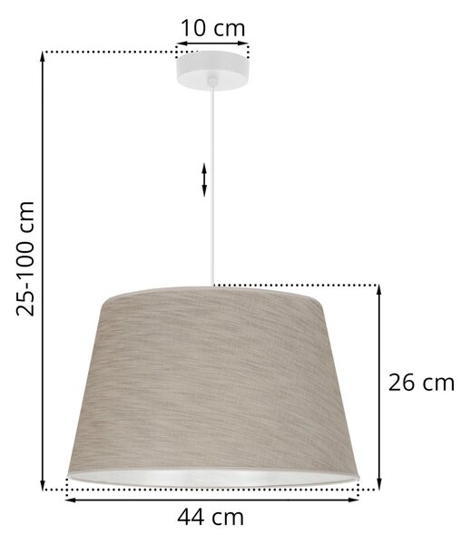 Závěsné svítidlo Jen, 1x béžové textilní stínítko, (fi 44 cm), w