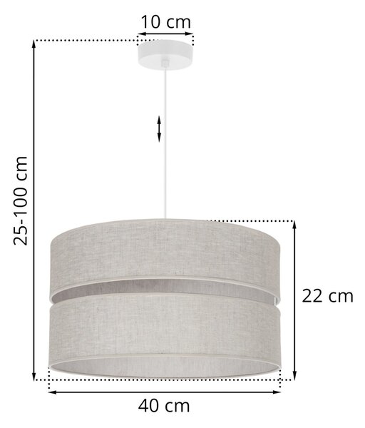 Závěsné svítidlo Jen, 1x světle béžové textilní stínítko, (fi 40 cm), w