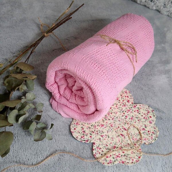 Deka z pletené bavlny 100x150 cm - růžová