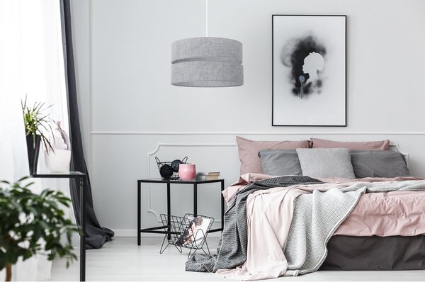 Závěsné svítidlo Jen, 1x šedé textilní stínítko, (fi 40 cm), w