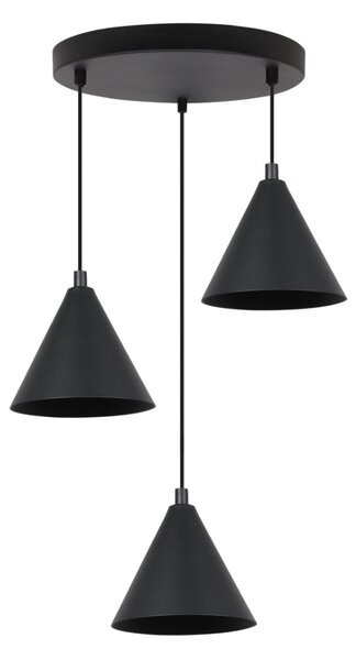 Závěsné svítidlo Soho, 3x černé kovové stínítko, (fi 14cm), o