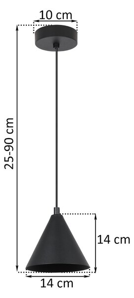 Závěsné svítidlo Soho, 1x černé kovové stínítko, (fi 14cm)