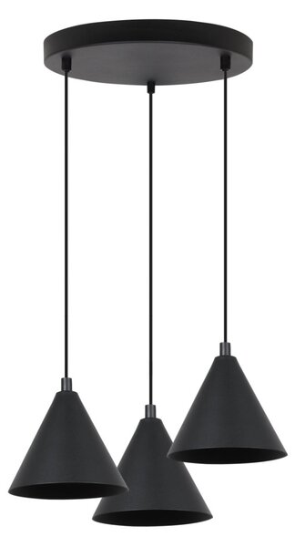 Závěsné svítidlo Soho, 3x černé kovové stínítko, (fi 14cm), o