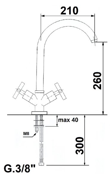 Reitano Rubinetteria Reitano Rubinetteria, AXIA stojánková dřezová baterie, chrom, 509