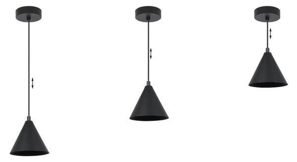 Závěsné svítidlo Soho, 1x černé kovové stínítko, (fi 14cm)