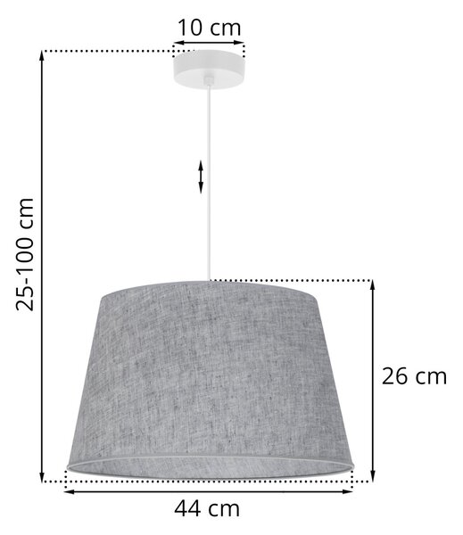 Závěsné svítidlo Jen, 1x šedé textilní stínítko, (fi 44 cm), w
