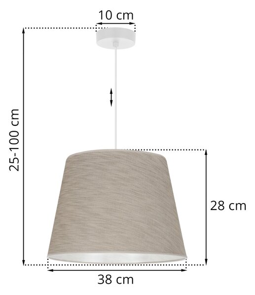 Závěsné svítidlo Jen, 1x béžové textilní stínítko, (fi 38 cm), w
