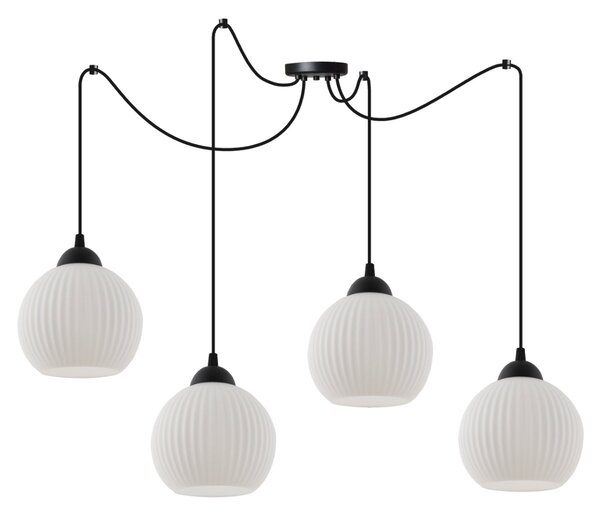 Závěsné svítidlo Riffle Round Spider, 4x bílé skleněné stínítko, b