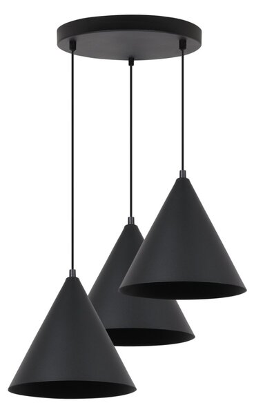 Závěsné svítidlo Soho, 3x černé kovové stínítko, (fi 25cm), o