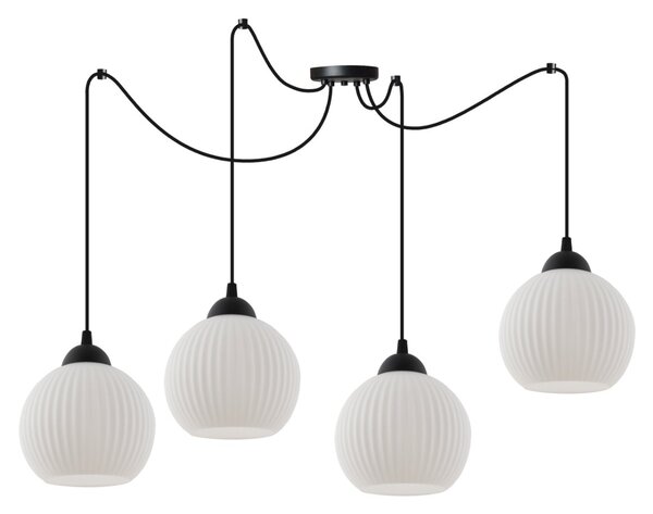 Závěsné svítidlo Riffle Round Spider, 4x bílé skleněné stínítko, b