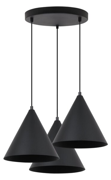 Závěsné svítidlo Soho, 3x černé kovové stínítko, (fi 25cm), o