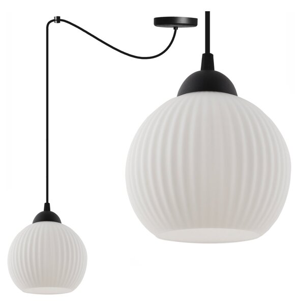 Závěsné svítidlo Riffle Round Spider, 1x bílé skleněné stínítko, b