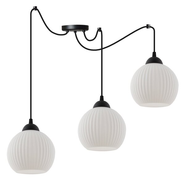 Závěsné svítidlo Riffle Round Spider, 3x bílé skleněné stínítko, b