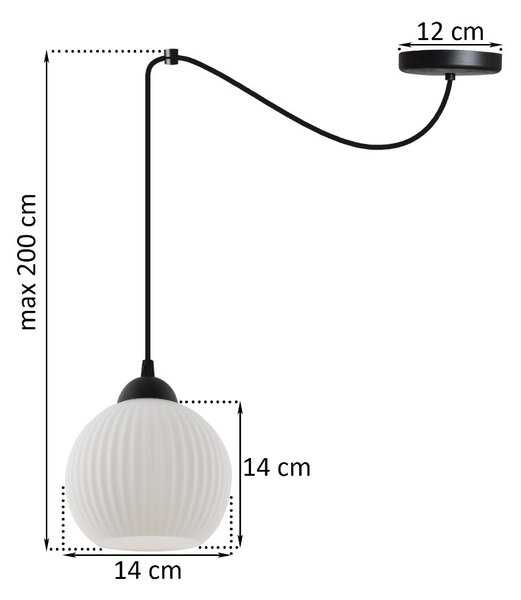 Závěsné svítidlo Riffle Round Spider, 1x bílé skleněné stínítko, b